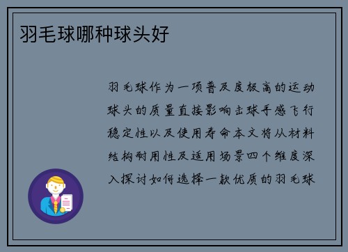 羽毛球哪种球头好
